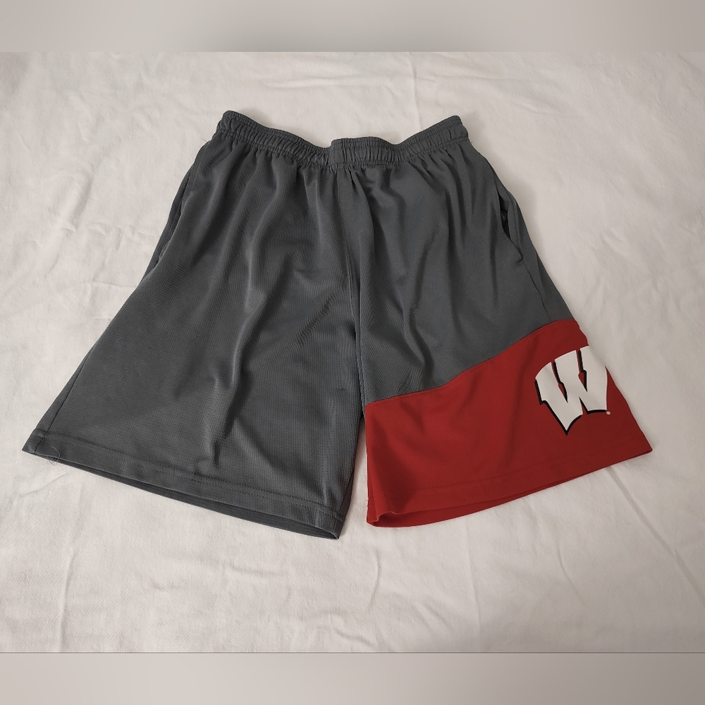 Men's Gray University of Wisconsin Badgers Athletic Shorts M Pro Edge Casual